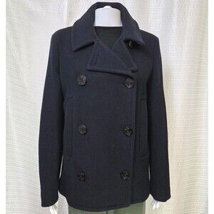 GAP Peacoat Double Breasted Wool Blend Dark Navy Women’s M/L - SEE DESC